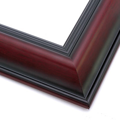 This classic, reverse scoop frame features a deep mahogany wash that highlights the natural wood grain. The colour fades into black at the lip and rim, but returns along the outer drop edge. A stepped inner edge defines the border of the frame.

2.5 " width: ideal for medium or large artwork. This frame will beautifully border a renaissance or impressionism painting or giclee print.